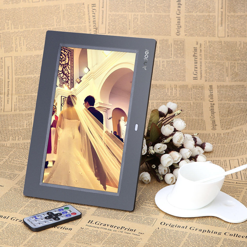 Cornice digitale per foto HD TFT-LCD da 10'' 1024*600, orologio, lettore MP3 MP4 con desktop remoto