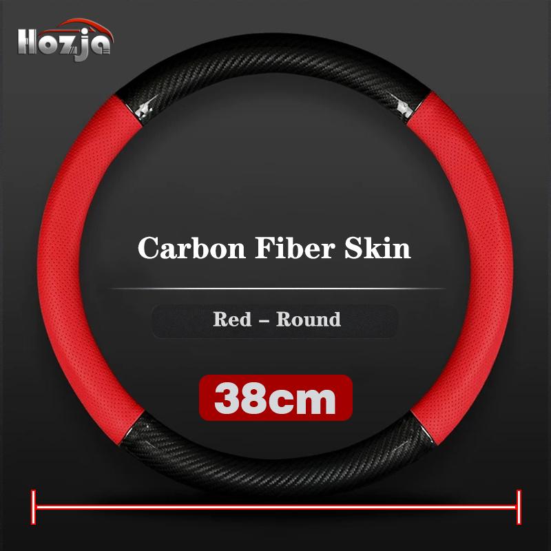 38cm 40cm 42cm 45cm 47CM Carbon fiber Leather Steering Wheel Cover Non slip breathable For Truck Bus Auto Interior Accessories