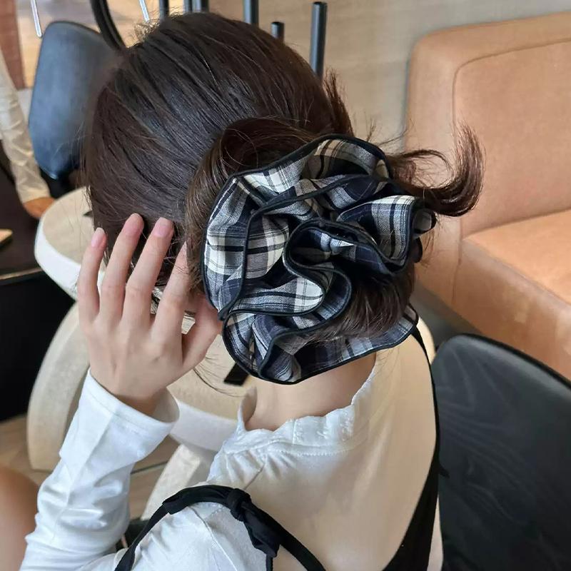 Retro Plaid Hairband French Temperament Elastic Hair Rope Hair Accessories