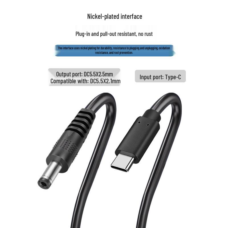 Adjustable PD Power Cord with Digital Display, Type-C to Round Hole DC, 5V-20V Converter