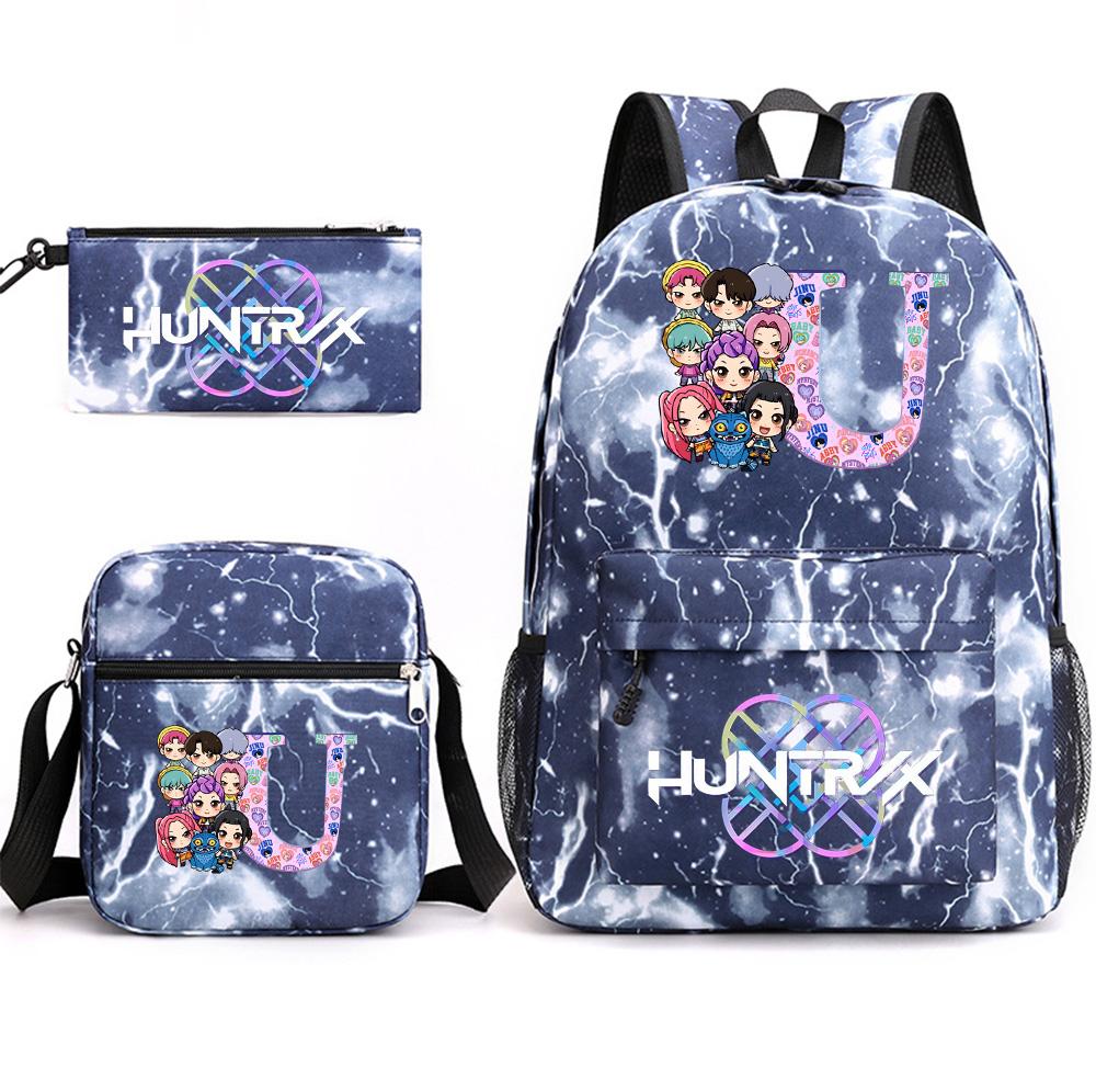 3Pcs/set 26 English Letter Printed Large Capacity Bookbag Backpack with Shoulder Bag Pencil Case for Teenager Student Boy Girl School Bag Kid Gift