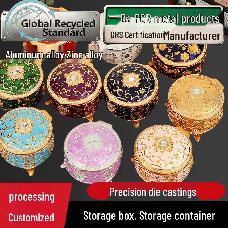 GRS Certified Die-Cast Zinc Alloy Storage Box In Silver, Gold & Rose Gold, PCR Electroplated Finish