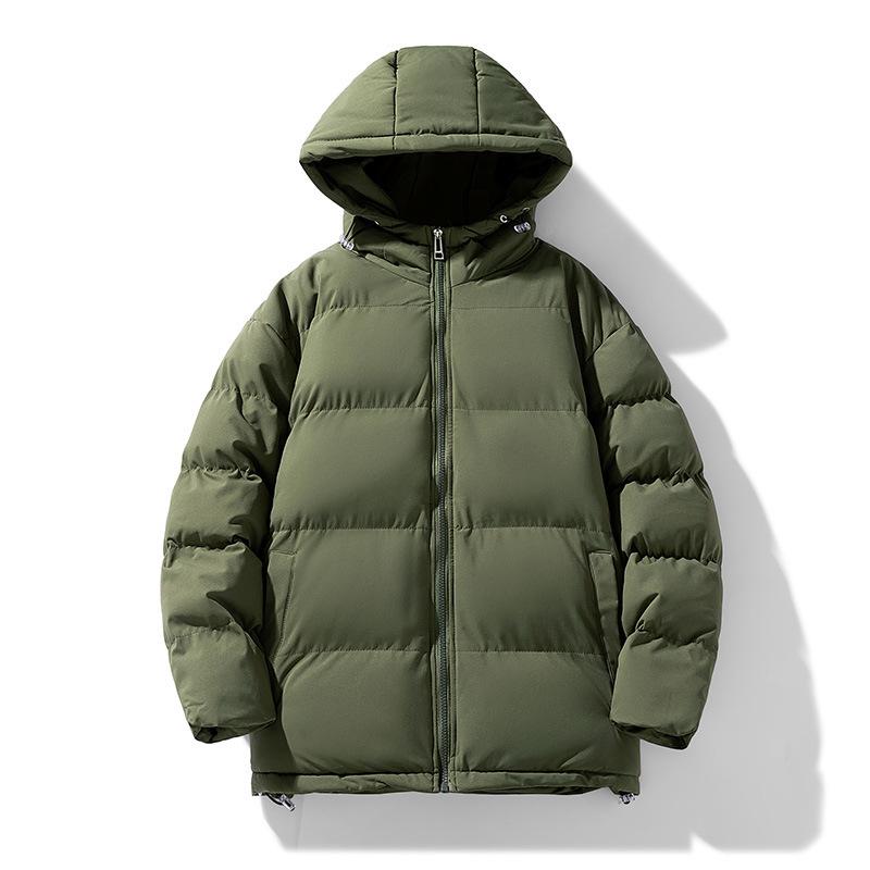 

Мужская и женская однотонная зимняя хлопковая куртка с капюшоном - Свободная, толстая и теплая верхняя одежда L