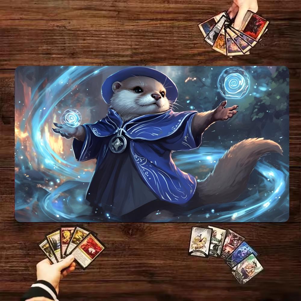 Fantasy Magisches Otter TCG Spielmatte 600x350 Magic MTG Sammelkartenspiel Spielmatte Gummi Rutschfest Langlebig Genähte Kante Schreibtischmatten
