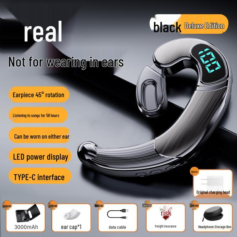 2024 In-Earless Bone Conduction Bluetooth Headphones, Ear-Hook Design, with 5.3 Chip and Ultra-Long Battery Life, Unisex.