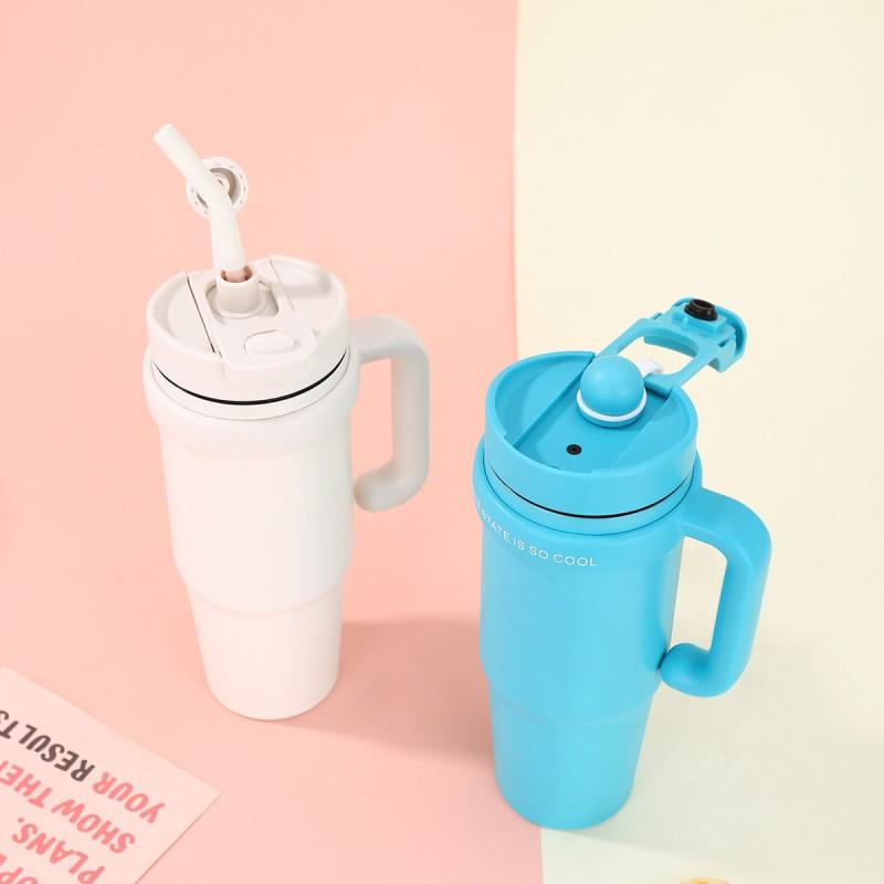 Large Capacity Vacuum Insulated Stainless Steel Travel Mug With Straw 30oz Double Wall Cup Car Office Outdoor Use