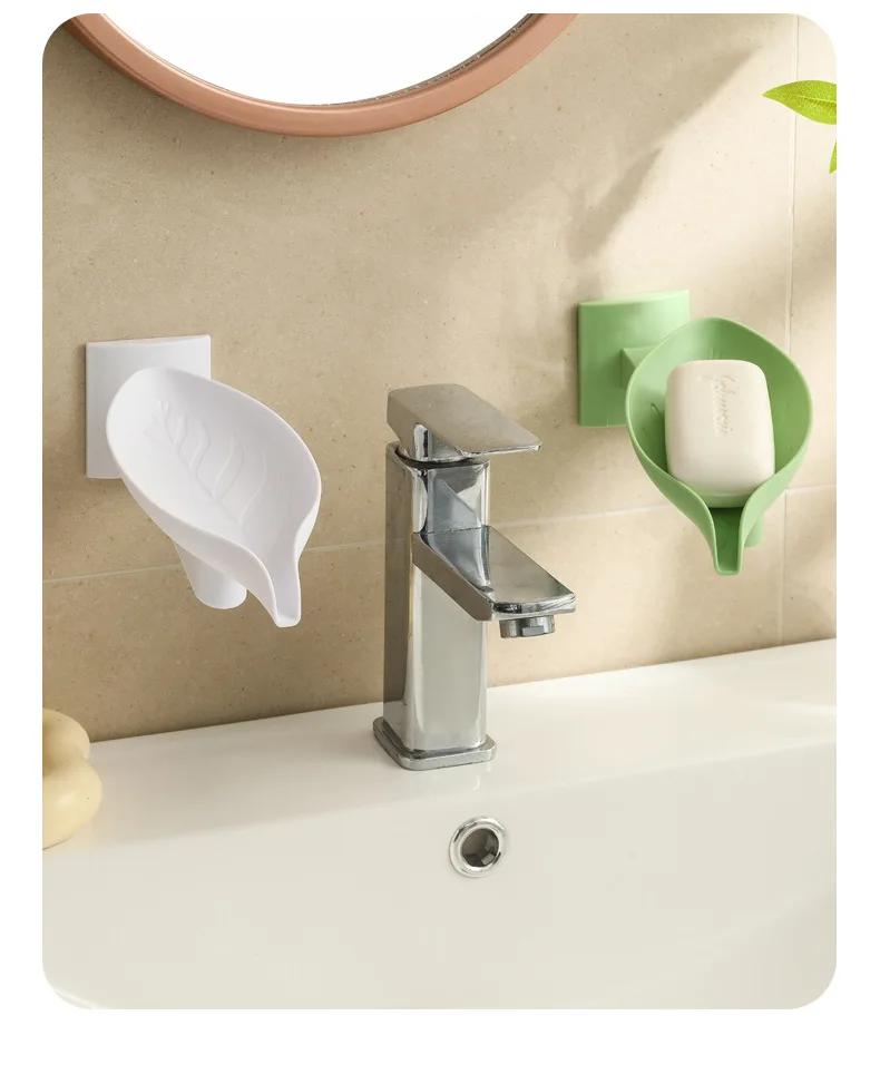 New Leaf Shape Soap Box Drain Soap Holder Box Bathroom Toilet Laundry Soap Box Bathroom Supplies Tray Gadgets