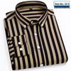 Men's Business Casual Striped Long Sleeve Shirt with Button-Down Collar