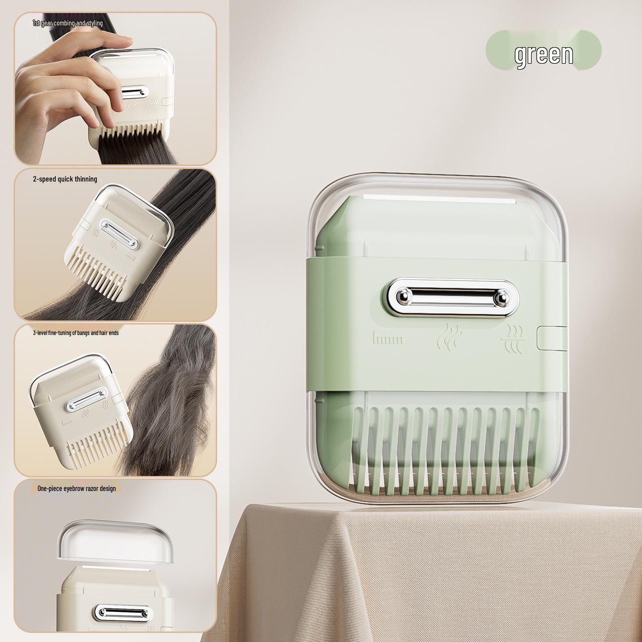 

Six-in-One Adjustable Hair Trimmer & Comb for Bangs and Styling Six-in-one Trimmer зелений