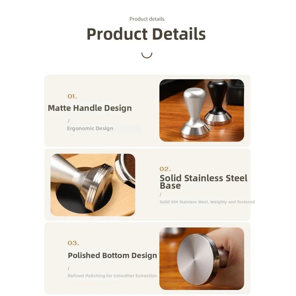 1PC Coffee Tamper 6*6*10cm For Optimal Espresso Extraction 304 Stainless Steel Coffee Tamper 51mm 53mm 58mm Espresso Tamper Base