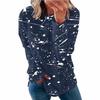 Plus Size Women Printed Long Sleeve T Shirt Loose Round Neck Tee
