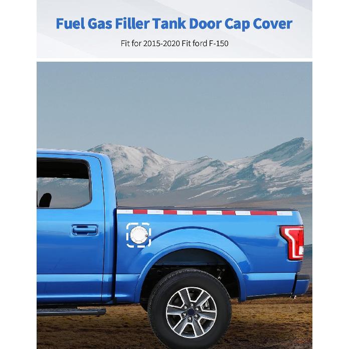 Fit For 2015- Ford F-150 Fuel Gas Filler Tank Door Cap Cover, Gas Tank Cap Fuel Filler Door Cover Trim Exterior Accessories,Chrome