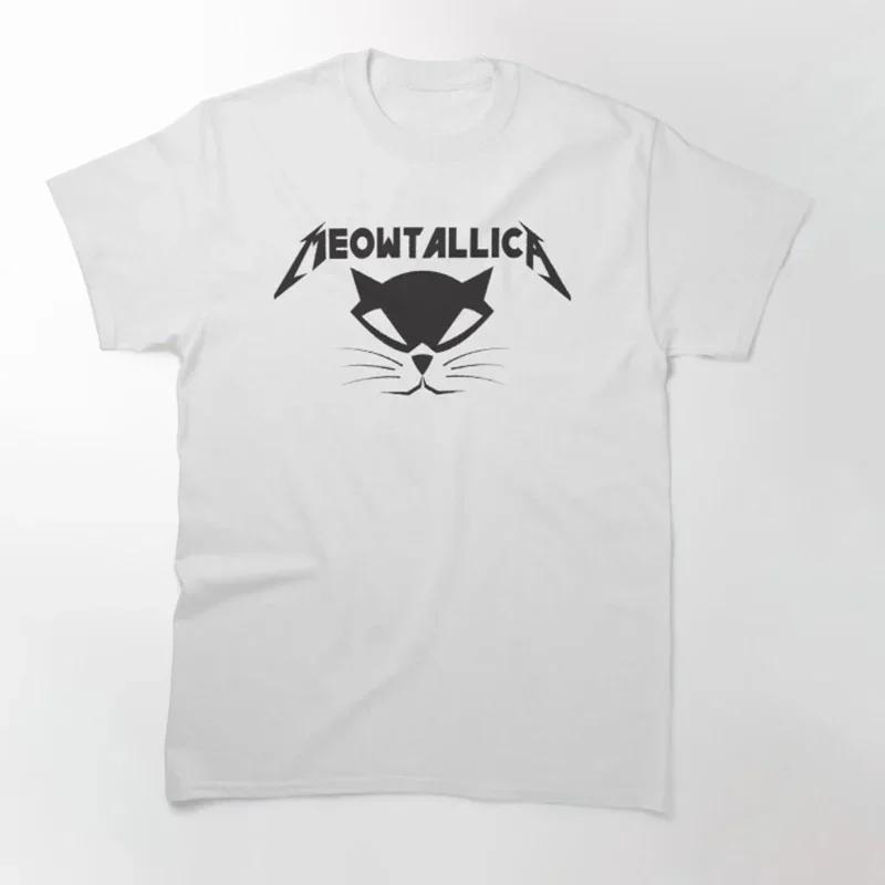 Meowtallica Rock Cat Music Print T-Shirts for Unisex and Women Fashion Funny T-Shirts Unsiex Comfortable T-Shirt for Couple