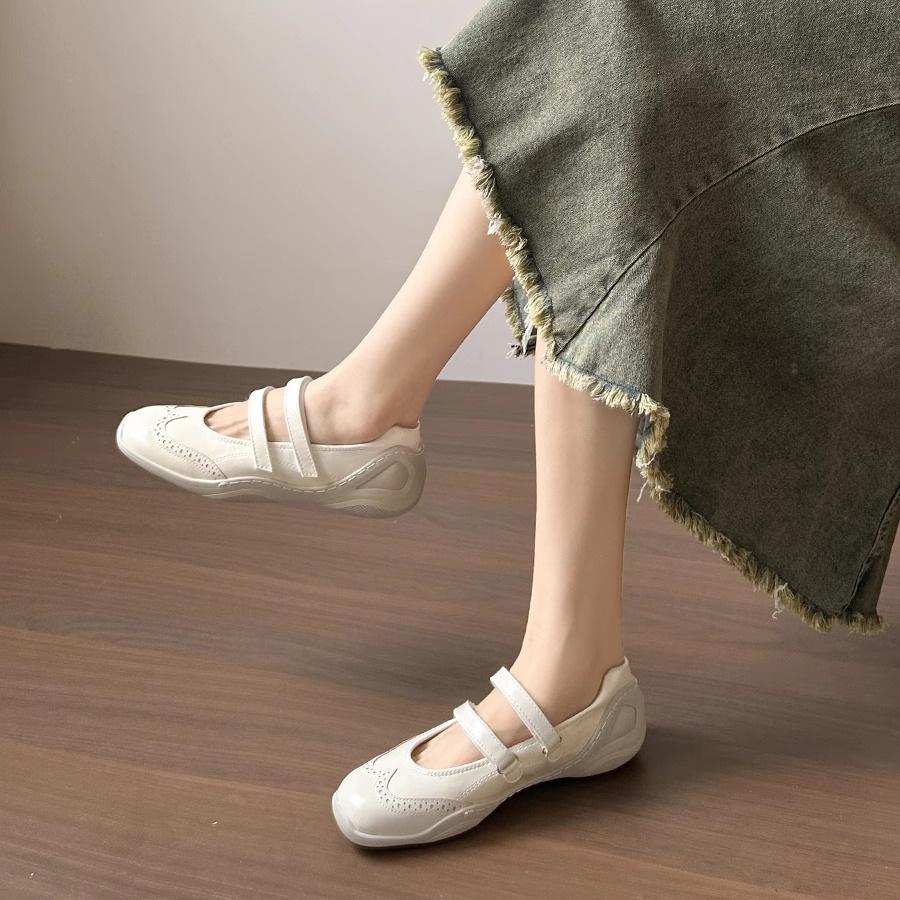 2025 spring and summer silver ballet sports Mary Jane shoes flat women's shoes thick sole height increase 6cm casual shoes