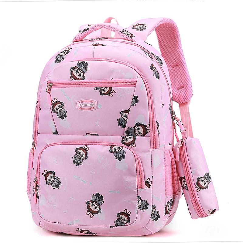 New cartoon cute backpack for primary and secondary school students, large capacity and lightweight schoolbag, leisure travel backpack