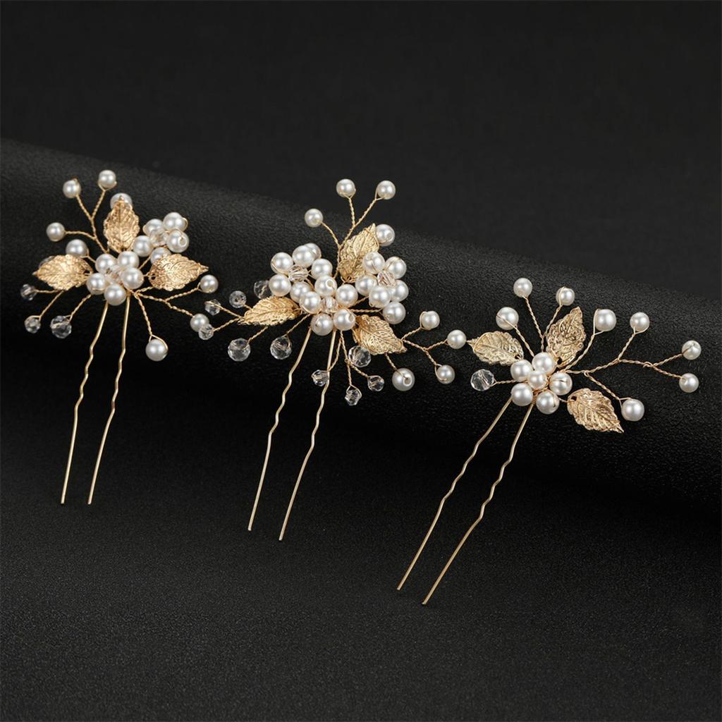 3Pcs Bridal U-shaped Pin Metal Barrette Clip Hairpins Rhinestone Wedding Hairstyle Design Tools Women Wedding Hair Accessories