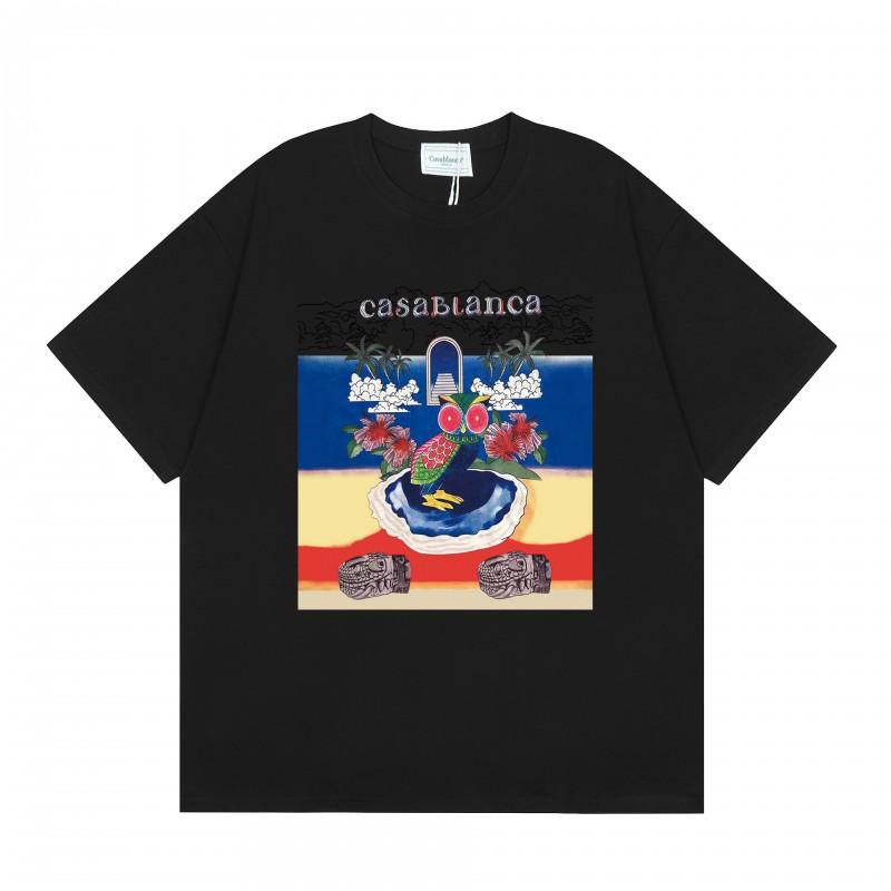 Casablanca Streetwear T-Shirt Men Women Loose Fit Short Sleeve Casual Tee High Street Style