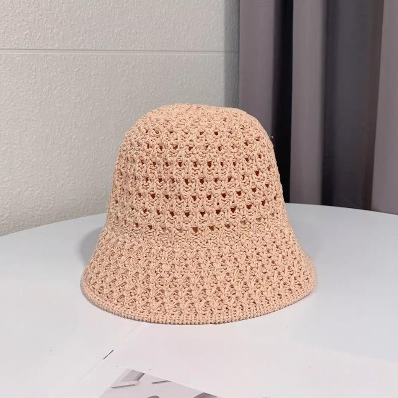 2026 New Thin Knitted Hollow Bucket Hat Female Casual Breathable Summer Sun Protection Fisherman Cap Spring Sunshade Buckets