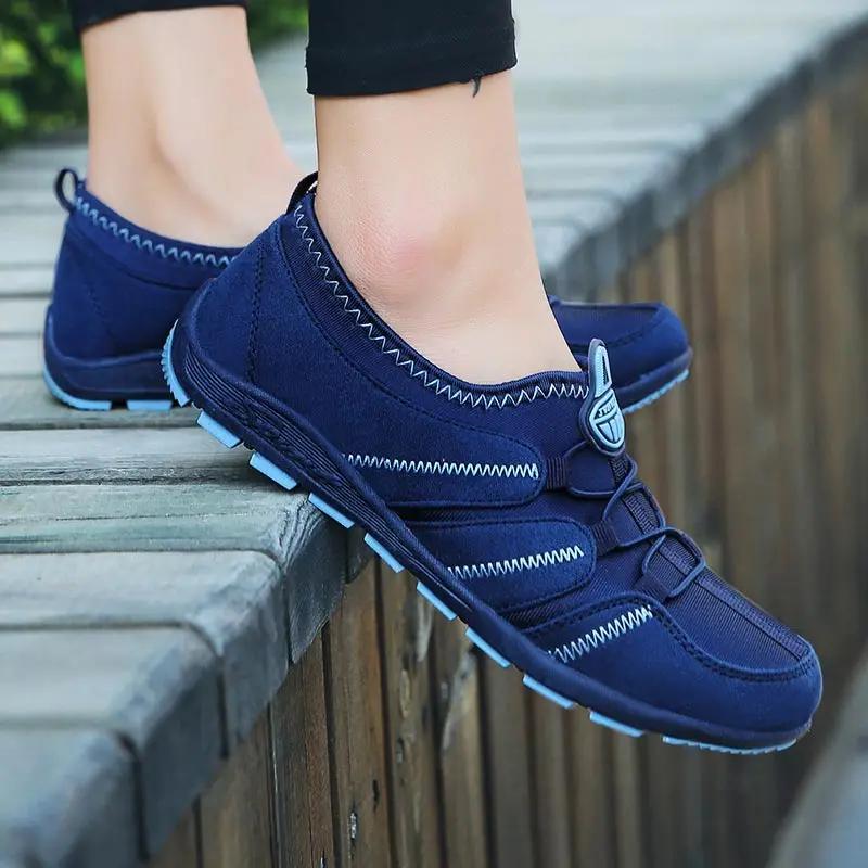 Fashion Women Casual Shoes Summer New Breathable Sport Sneakers Fashion Lightweight Ladies Shoes Slip-On Outdoor Anti-Slip Flat Shoes