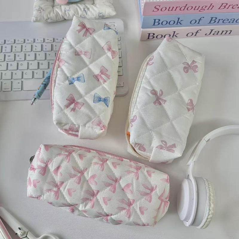 Roztomilá pouzdro na tužky s mašličkou, třešňovými květy, velkokapacitní taška na uložení psacích potřeb, multifunkční kosmetická taštička, penál