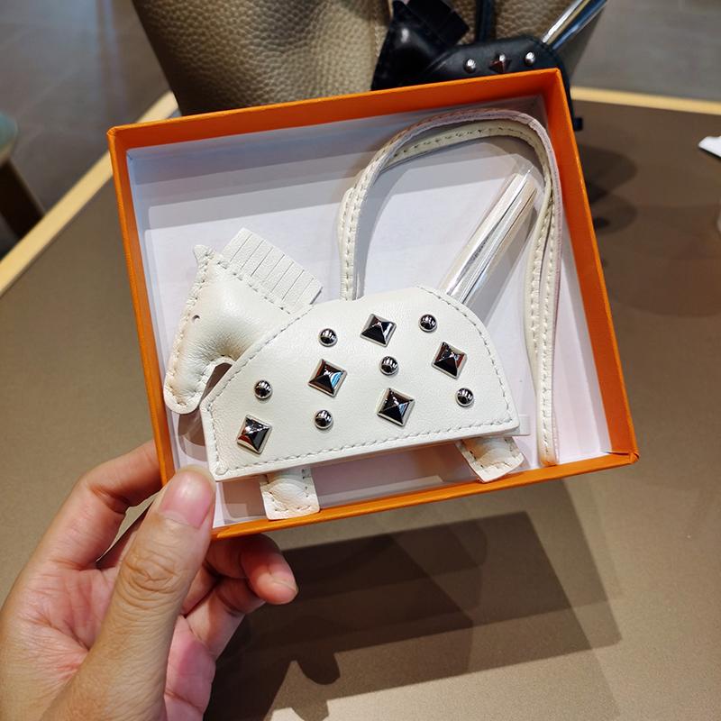 Soft Leather Pony Pendant, Car Pendant, Key Pendant, Handmade Leather New Rivets War Horse Bag Charm, Bag Charm Leather