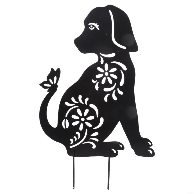 Y5JC 1/2Pcs Black Silhouettes Yard Stakes Animal Silhouettes Dog Stake Garden Stake