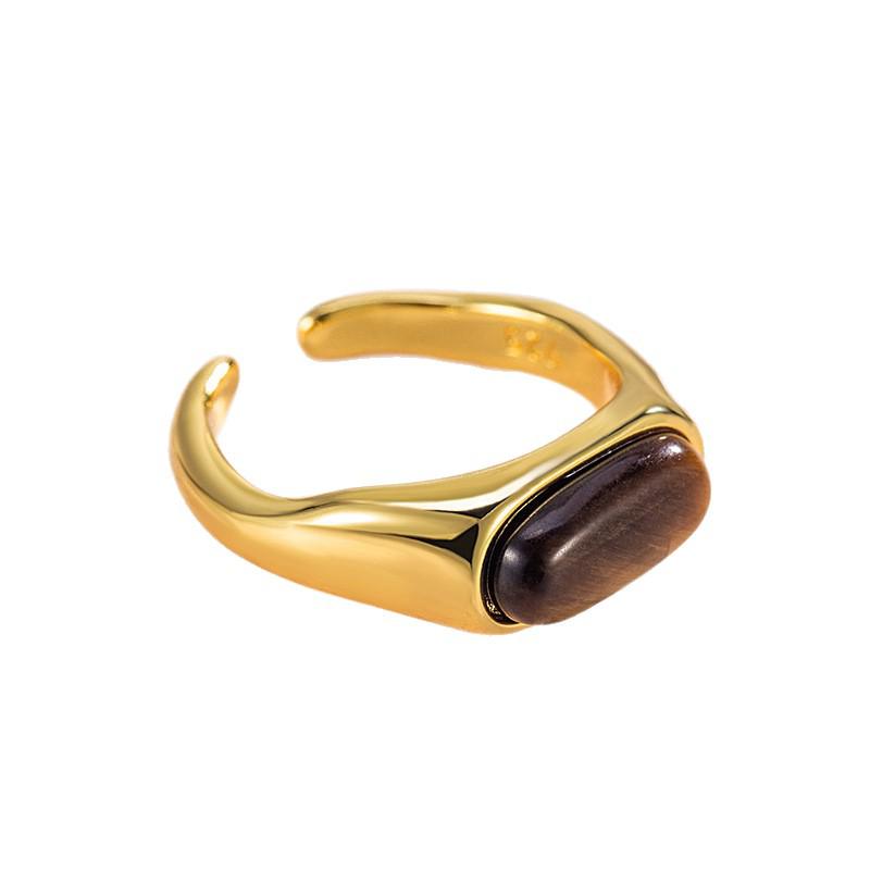 Eleganter Retro-Tigerauge-Weizenähren-Verstellbarer Ring – Exquisites Leichtluxus-Design