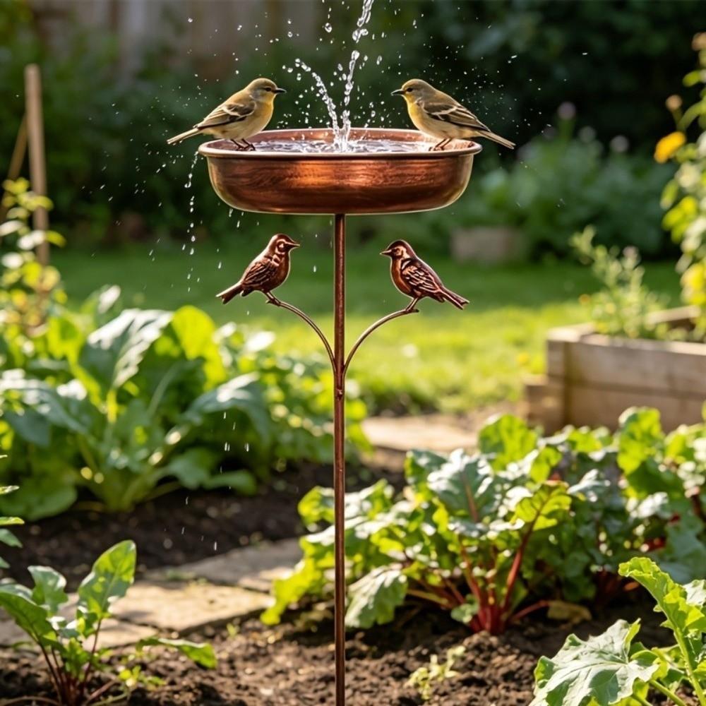 5 Claw Ground Plug Freestanding Birdbath Rustproof Metal Bird Feeding Station  Farm Decoration