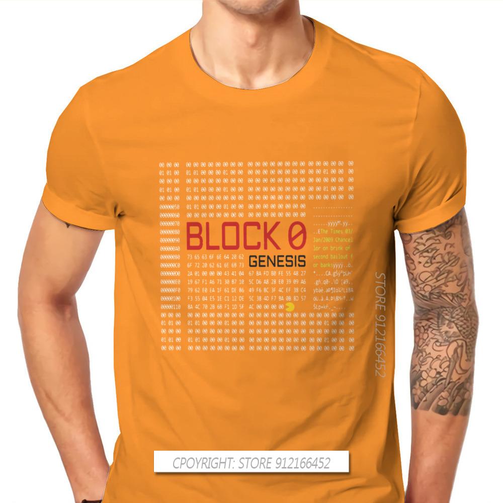 First Block Bitcoin Blockchain Technology Man's TShirt Dogecoin Cryptocurrency Miners Meme T Shirt Gifts