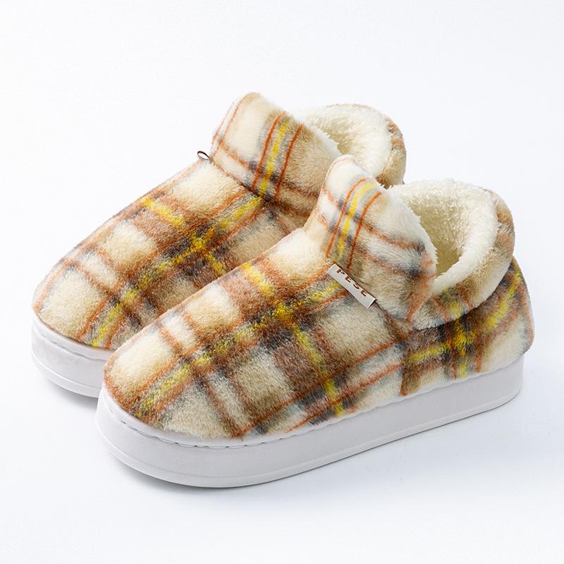 Baogen thick plush cotton slippers autumn and winter couple plush wear-resistant home comfortable warm snow boots