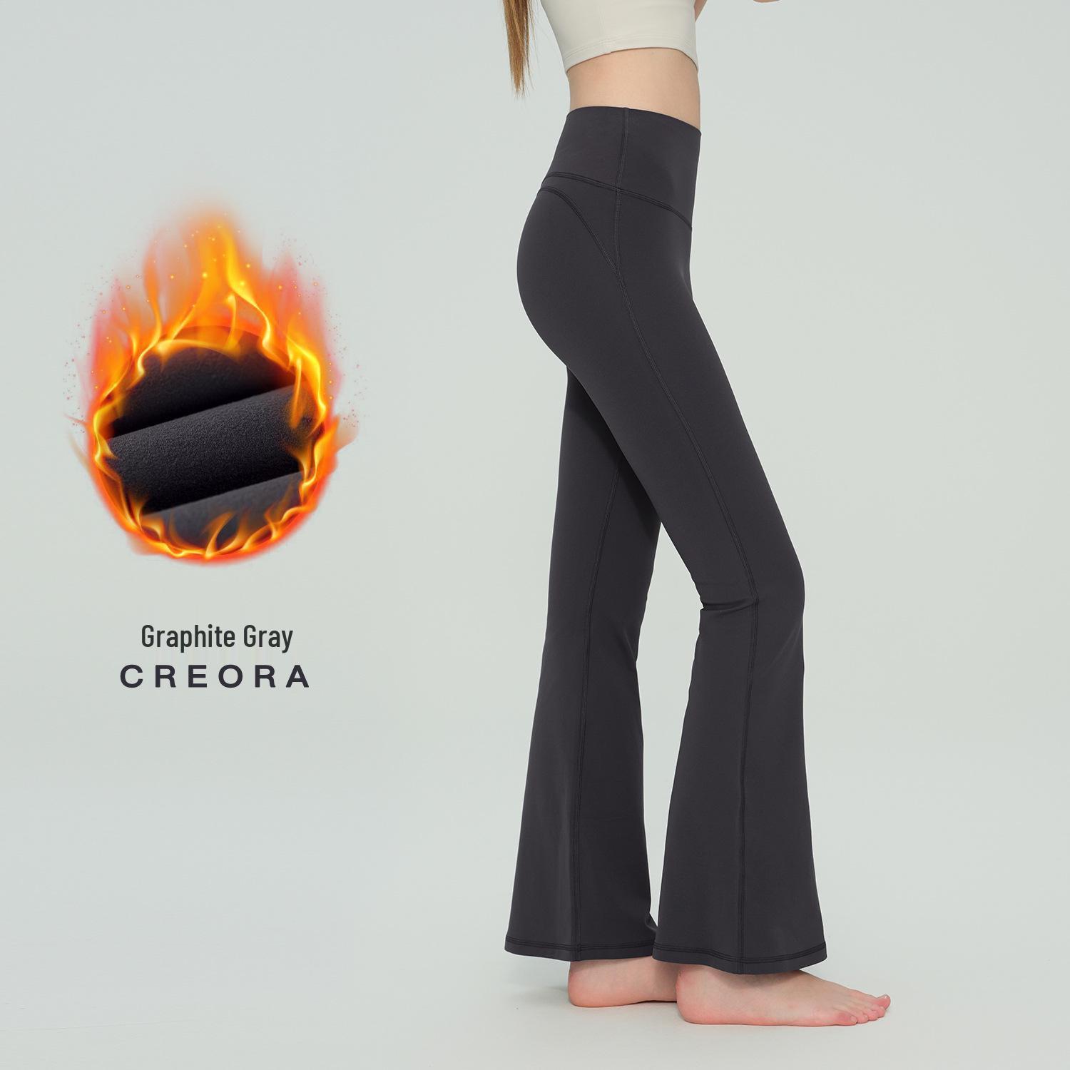 

High-Waisted Fleece-Lined Flared Yoga Pants - Women s Hip-Lifting Casual Fitness Pants XL