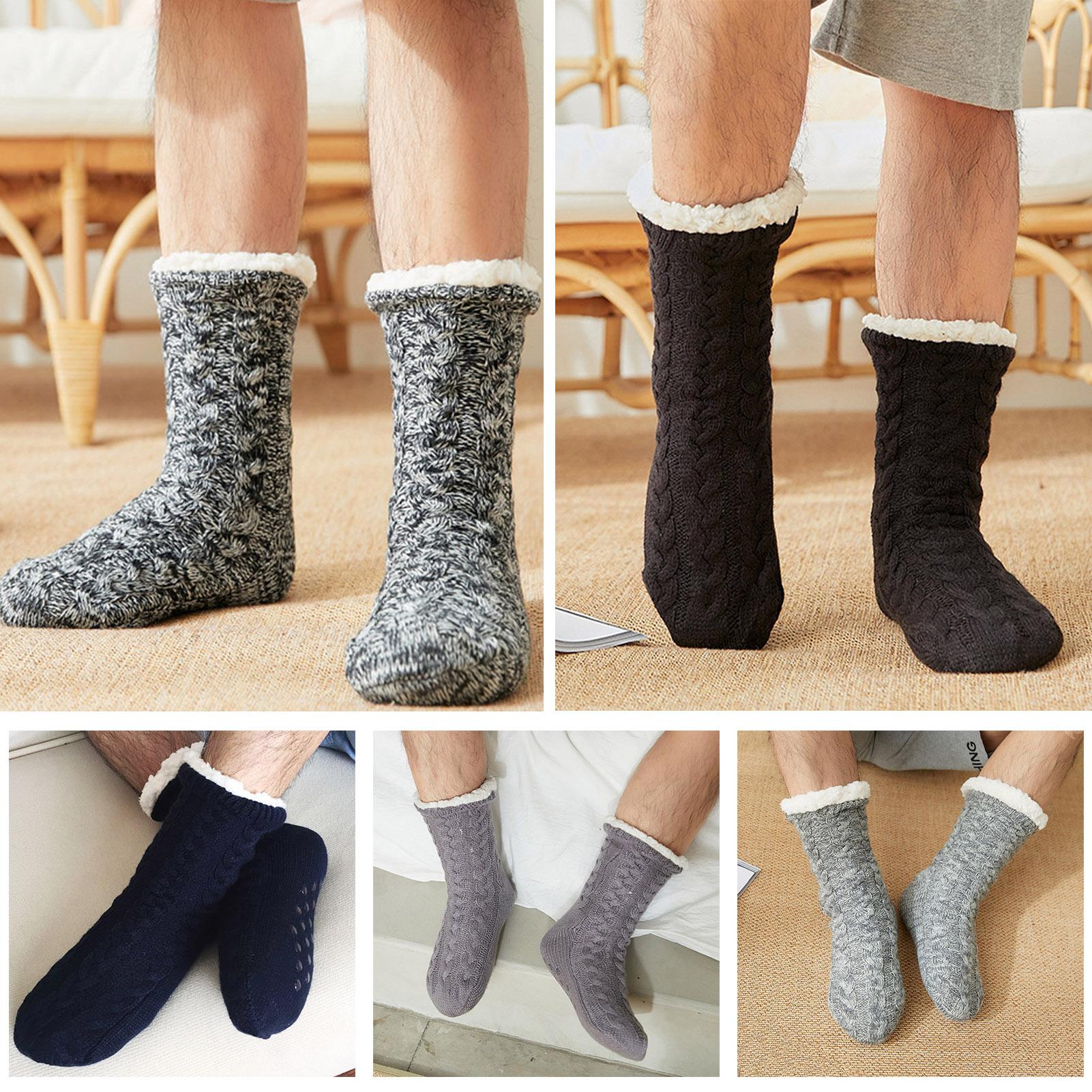 LA Active Lot De 4 Paires De Chaussettes Pelucheuses Antidérapantes Pour La Maison Et L'hôpital (rose/gris/bleu/noir, S/M), Bleu