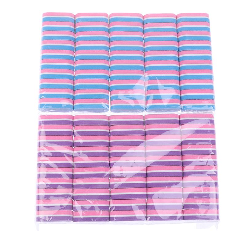 50Pcs Mini Sponge Nail File 100/180 Colorful Nail Buffer Double Sided Sanding Buffer Cuticle Remover Pedicure Manicure Files