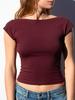 Top da Donna Y2K Sexy Senza Schiena a Manica Corta Monocolore per Primavera/Estate 2026