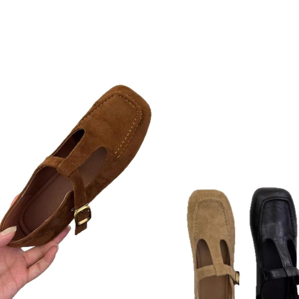 Korean Version of Autumn Shallow Mouth Mary Jane Shoes 2025 New Square Head Mango Head Single Shoes Casual Soft-soled Shoes Grandma Shoes