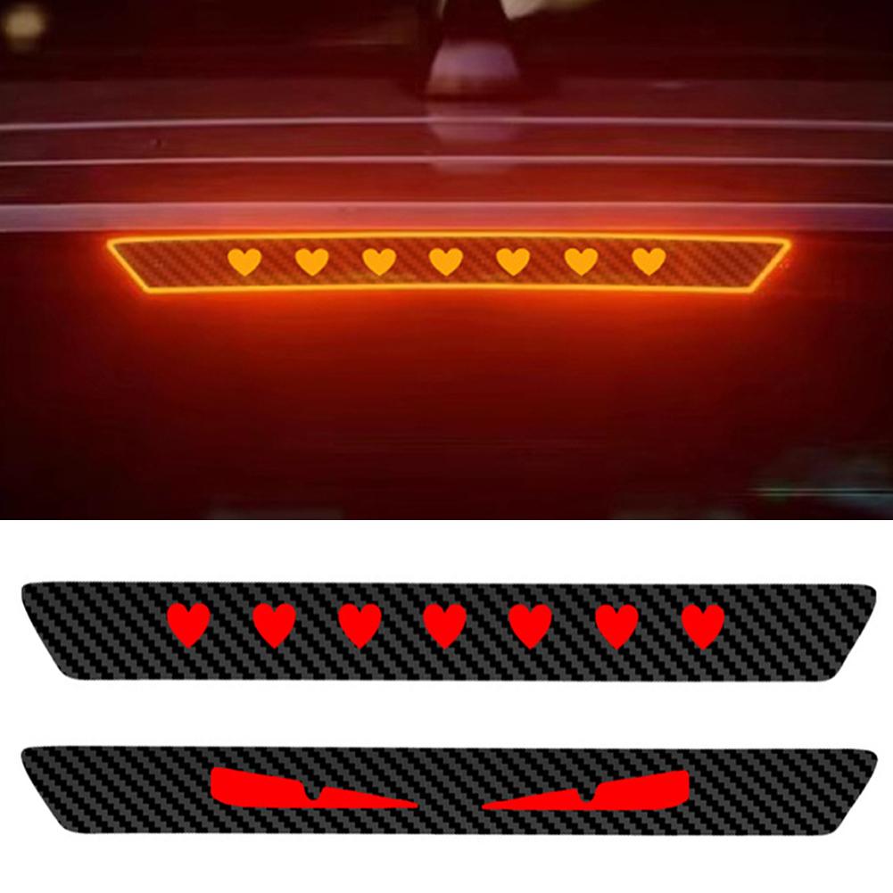 Monster Eyes Car Rear Light Sticker Cartoon Devil Eyes Tail Light Decal Carbon Fiber Pattern Transparent Night Projection
