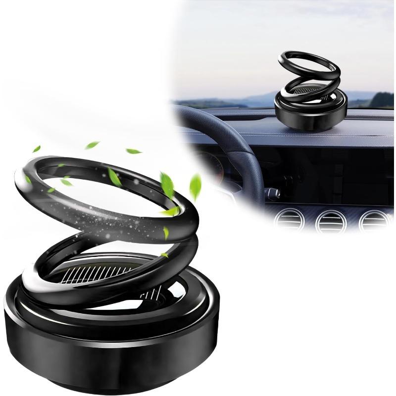 

Solar Rotating Car Air Freshener, Double Ring Solar Energy Car Dashboard Decoration Perfume Holder, Rotating Aromatherapy Diffuser Ornament Black