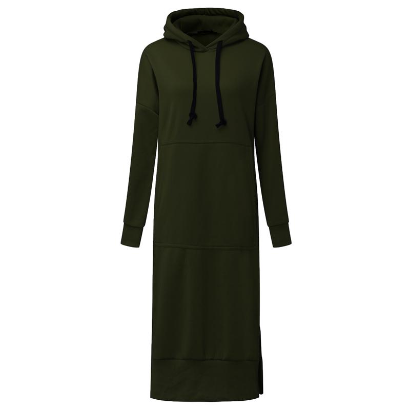 ZANZEA Vestido feminino longo com capuz e capuz, solto, forrado de lã, casual, longo, plus size