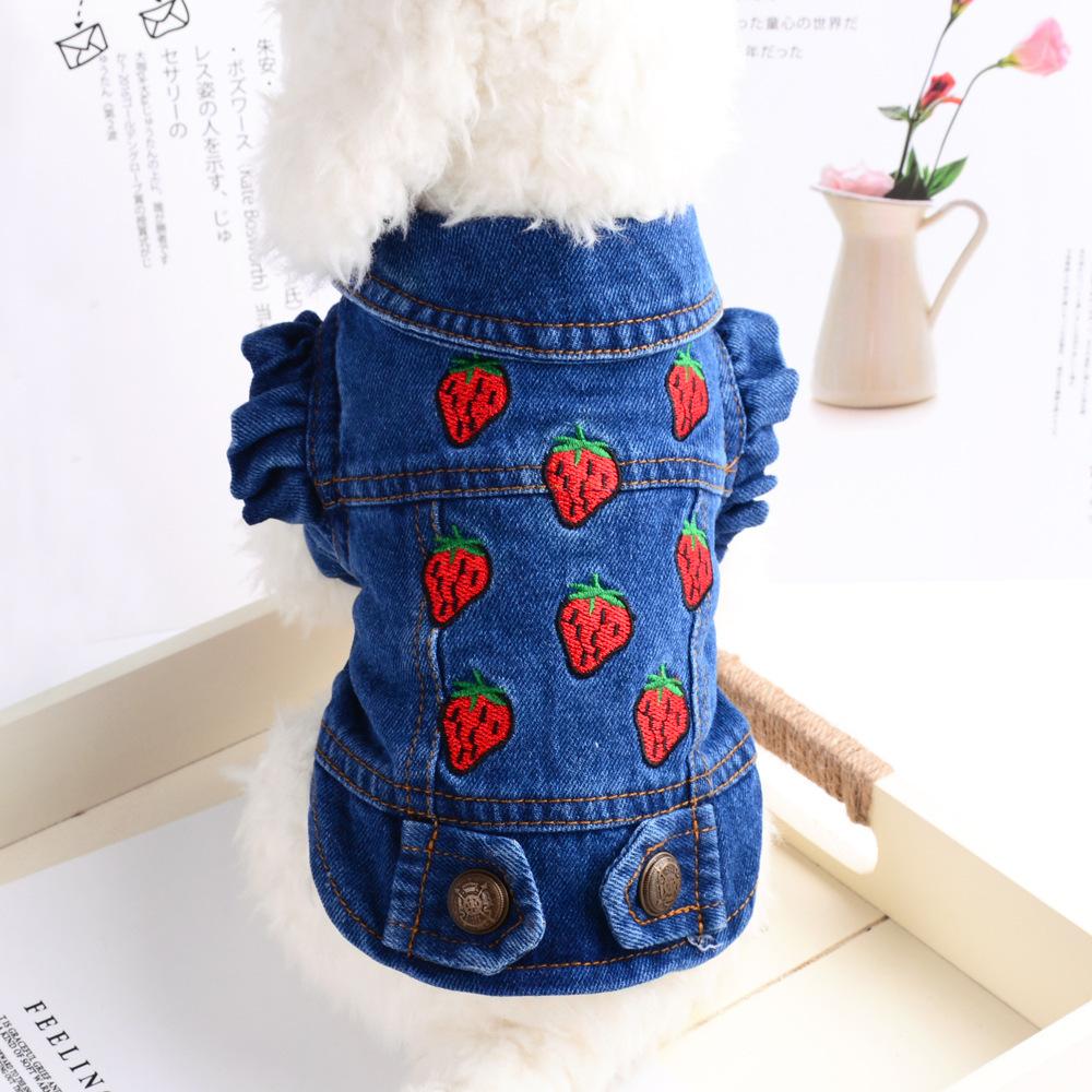 Pet cat puppy dog clothes spring and autumn vest than bear pomeranian teddy princess denim vest jacket winter