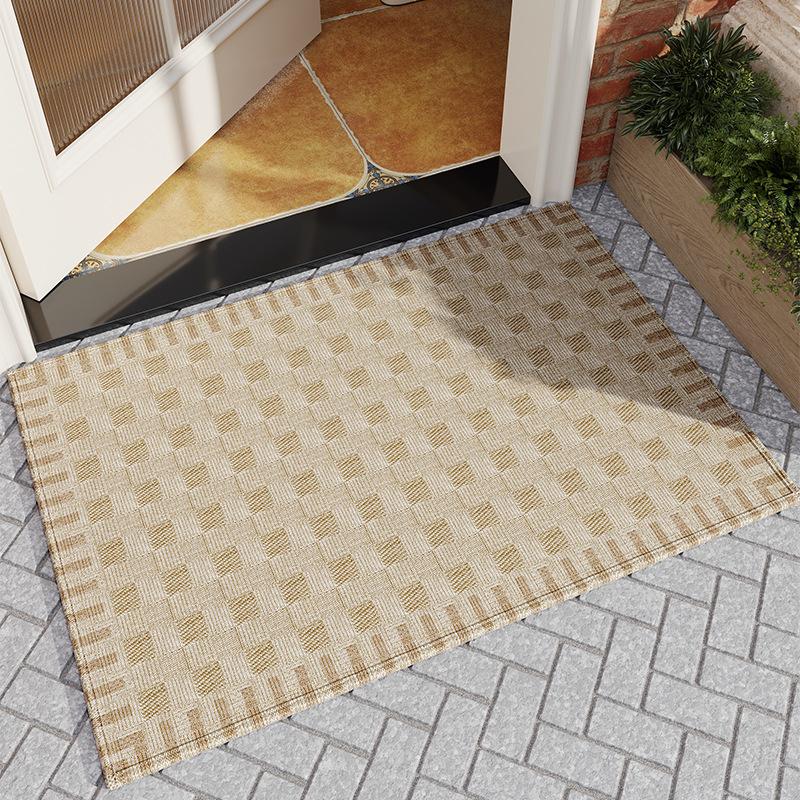 Japanese Style Bamboo Cotton Velvet Doormat, Entrance Floor Mat, Water Absorbent & Dust Removal, Non-Slip Rubber Backing