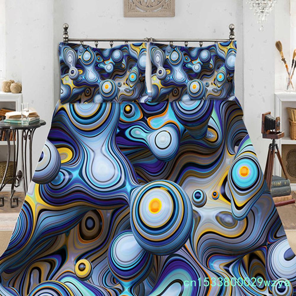 Set Huse Pilote Geometrice Set Lenjerie de Pat Vârtejuri Psihedelice Ochi Microfibră Model Abstract Colorat Husa Pilotă cu Fețe de Pernă