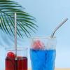 5/10pcs Stainless Steel Straw Silver Reusable Food Grade Beverage Juice Bend Drinking Straw Household Kitchen Tool Easy To Clean