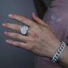 Unisex Exaggerated Full Diamond Heart Ring with Zircon - Trendy Hip Hop Style