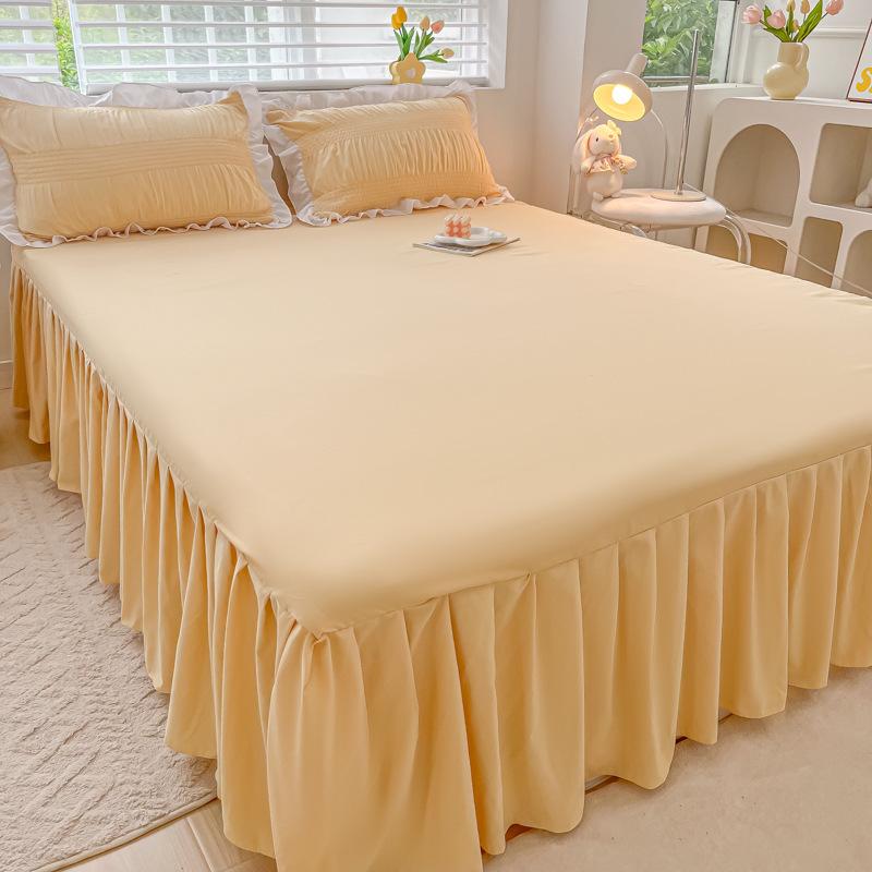 Bedroom Household Single-piece Sanding Bed Skirt Solid Color Skin-friendly Bedspread Bed Cover Bedroom Student Dormitory Sheets