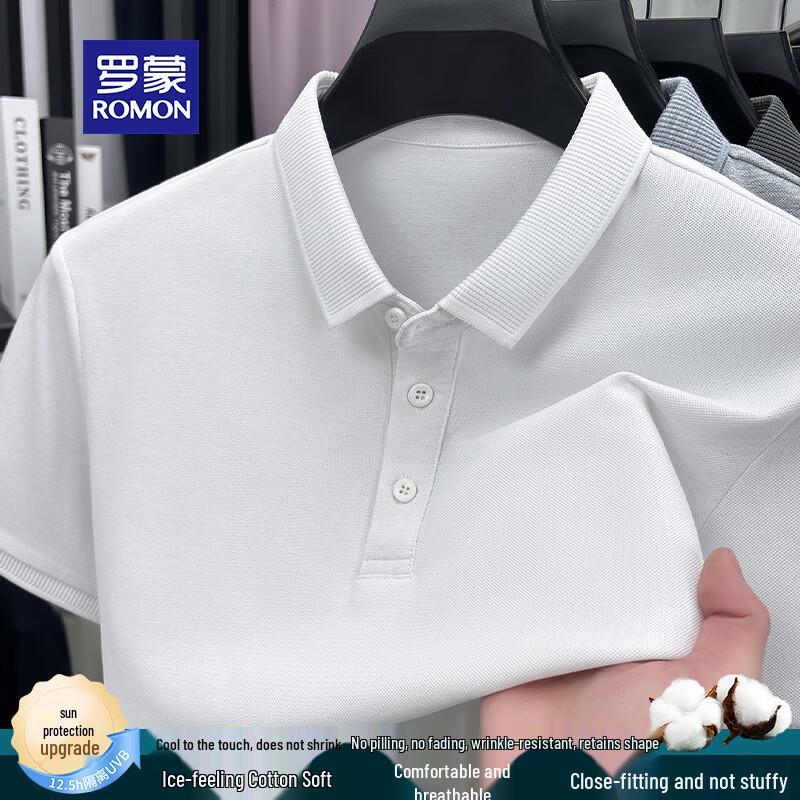 

ROMON Men s Premium Ice Cotton Short Sleeve Polo Shirt 2XL