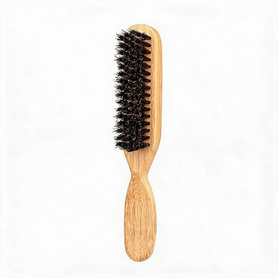 Men's Beard & Hair Styling Brush – Solid Wood Boar Bristle Comb with Beech Wood Handle for Smoothing & Massage