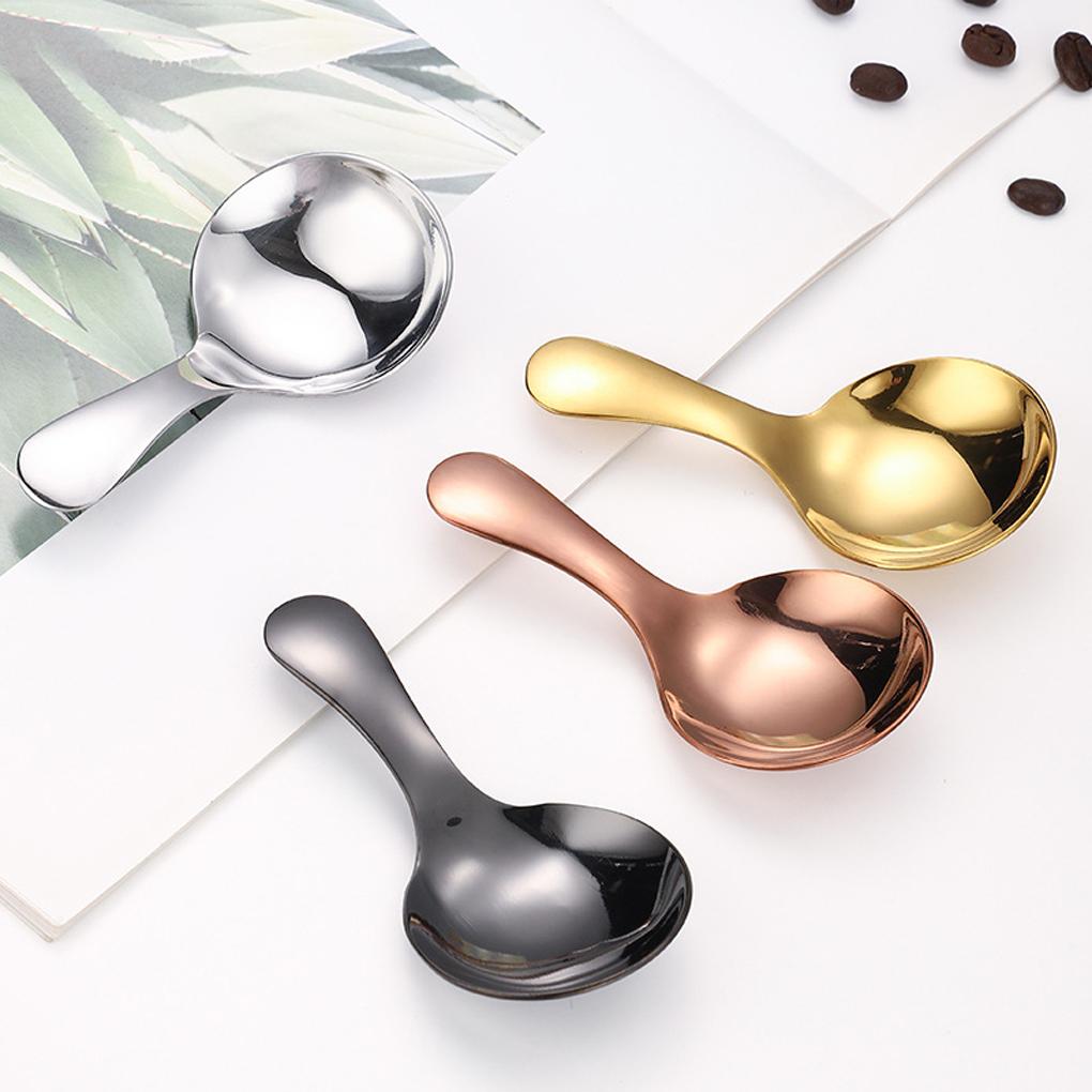 Stainless Steel Teaspoon Mini Smooth Short Handle Reusable Sugar Coffee Tea Cake Pudding Ice-cream Spoon Flatware