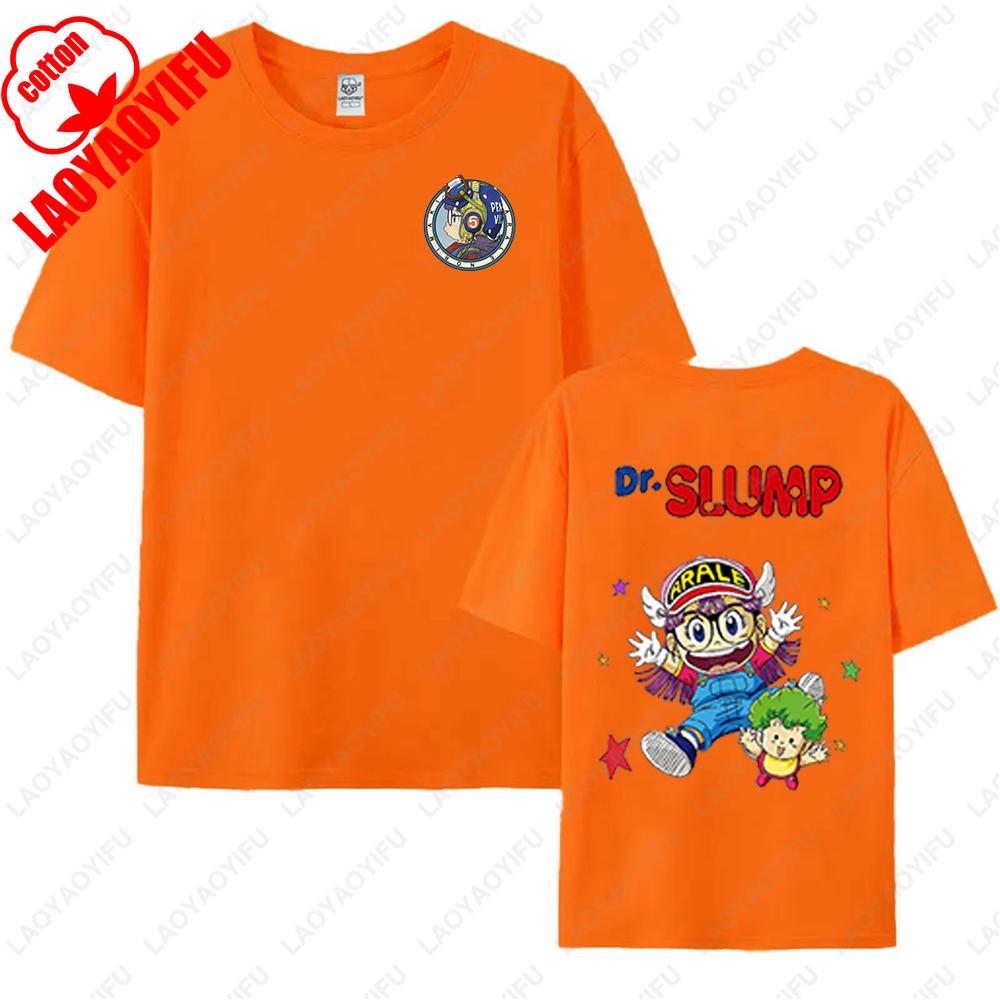 Kawaii Arale T-shirts Man Women Graphic Japanese Manga Tshirt Y2k Clothes Cotton Short-sleev Tee Clothing Two-sided Printed Tops