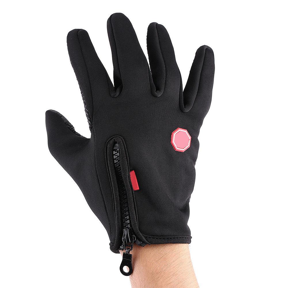 1 Pair Full Finger Touch Screen Motorcycle Winter Warm Ski Gloves Waterproof Windproof Black XL