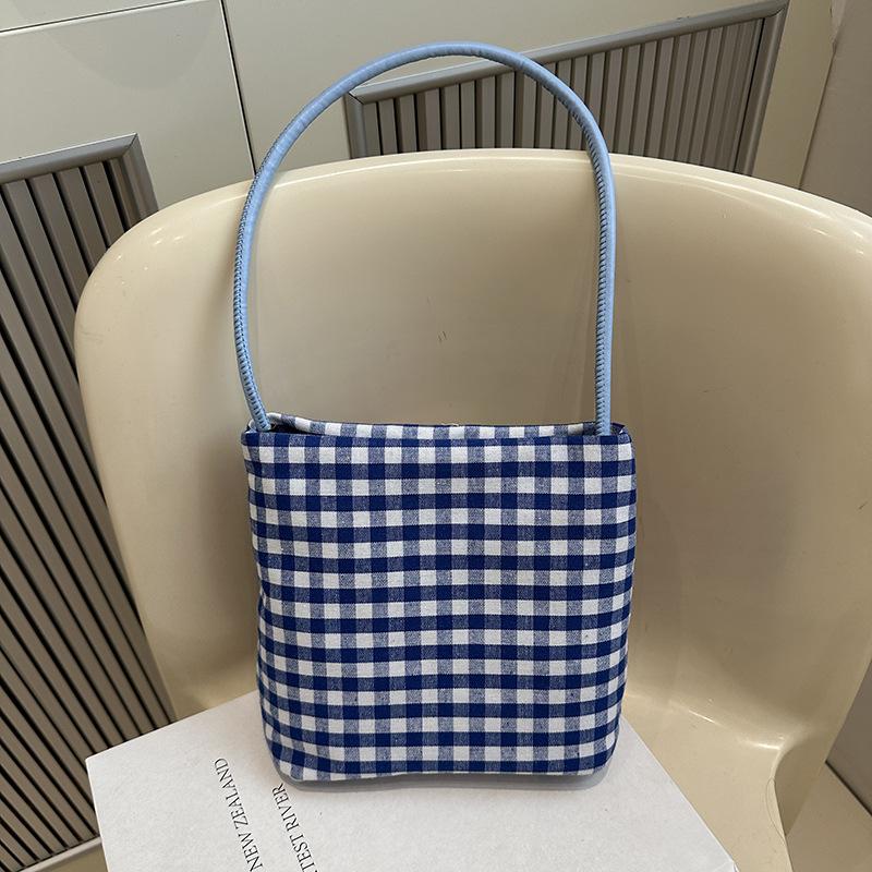 Plaid new cartoon cute shoulder bag female college students class shopping casual Hello Kitty versatile